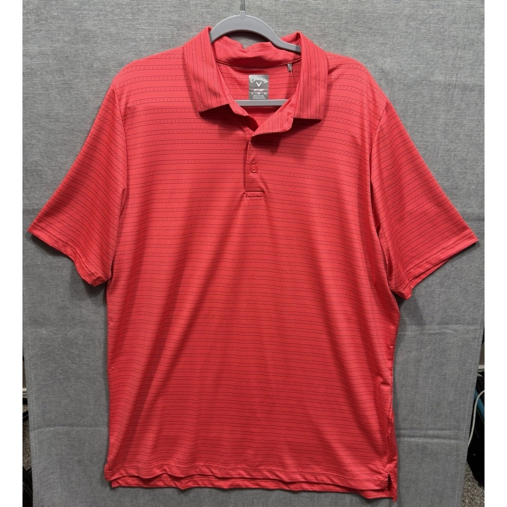 Callaway Opti Dri Performance Polo Shirt Mens XL  Striped Stretch Golf Logo Red